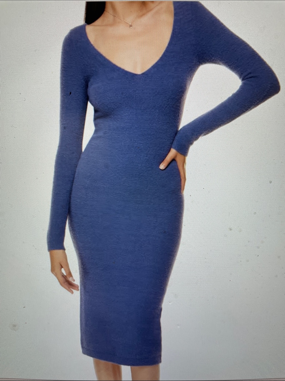 Wilfred free hush knit V-Neck Long Sleeve Bodycon Dress - purple- new
